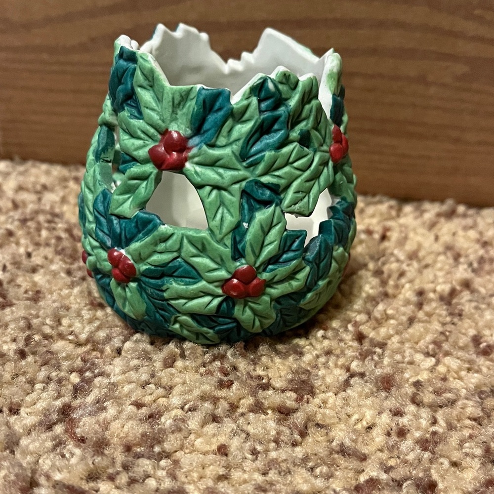 Festive Holly Leaf Candle Holder